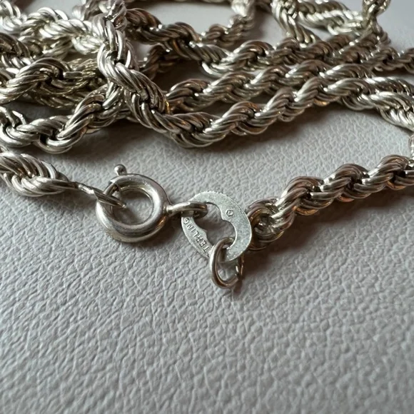 LONG SOLID ROPE CHAIN NECKLACE 925 STERLING SILVER THICK, HEAVY, WELL MADE 23